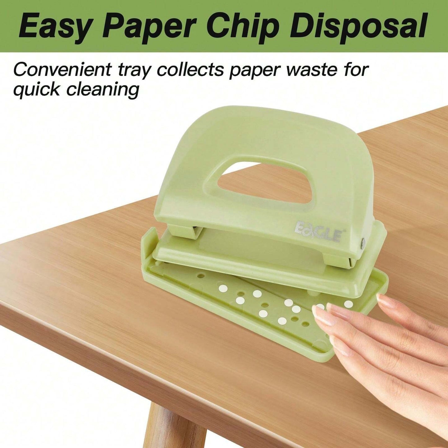 Eagle Perforatore di carta a 2 fori, perforatore di piccoli fori, capacità 12 fogli, perforatore con guida della carta e vassoio facile da pulire, ideale per l'ufficio e l'uso domestico