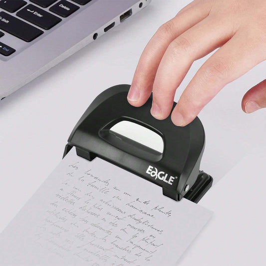 Eagle Perforatore di carta a 2 fori, perforatore di piccoli fori, capacità 12 fogli, perforatore con guida della carta e vassoio facile da pulire, ideale per l'ufficio e l'uso domestico