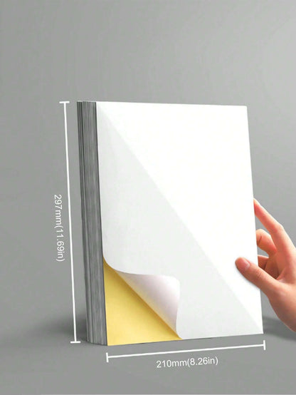 50 fogli di carta adesiva per etichette adesive lucide A4, etichette adesive lucide impermeabili bianche per stampanti laser e a getto d\"inchiostro