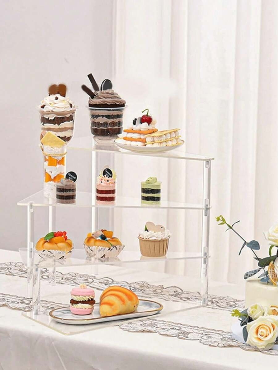 Supporto per torte in acrilico trasparente, facile da smontare, per torte di matrimonio, festa di compleanno, espositore per dessert