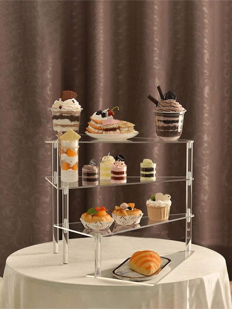Supporto per torte in acrilico trasparente, facile da smontare, per torte di matrimonio, festa di compleanno, espositore per dessert