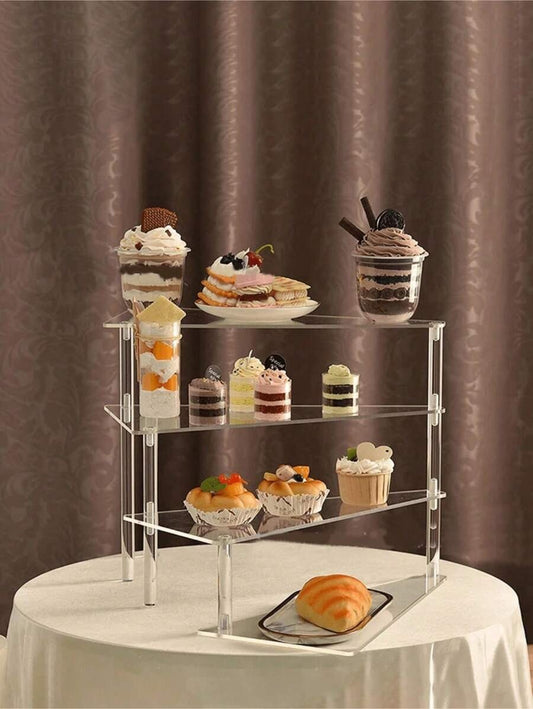 Supporto per torte in acrilico trasparente, facile da smontare, per torte di matrimonio, festa di compleanno, espositore per dessert