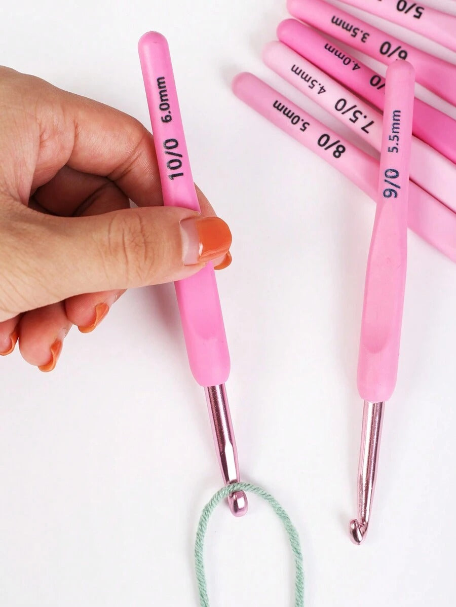 Ganci per uncinetto/Ferri da maglia per maglioni, sciarpe fai da te, morbida impugnatura sfumata rosa, misura 2,5-6,0 mm