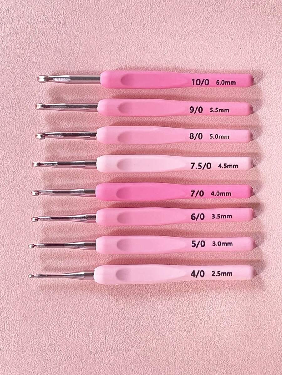 Ganci per uncinetto/Ferri da maglia per maglioni, sciarpe fai da te, morbida impugnatura sfumata rosa, misura 2,5-6,0 mm