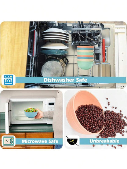 Ciotole per cereali in plastica PP, lavabili in lavastoviglie e microonde, utilizzabili per zuppe, snack, insalate e frutta, per la cucina, come regalo di Natale, forniture scolastiche