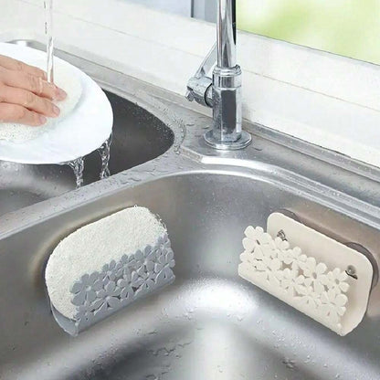 1 pezzo Supporto per spugne da cucina montato a parete con struttura traforata, porta spugna per lavare i piatti e organizzatore drenante