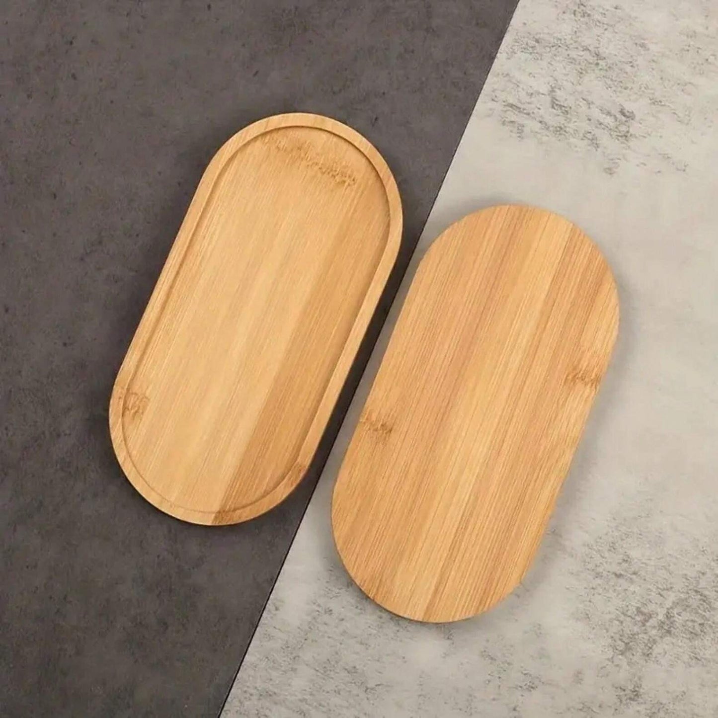 Vassoio di servizio in bambù, vassoio di legno per il bagno con bordi circolari.