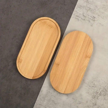 Vassoio di servizio in bambù, vassoio di legno per il bagno con bordi circolari.