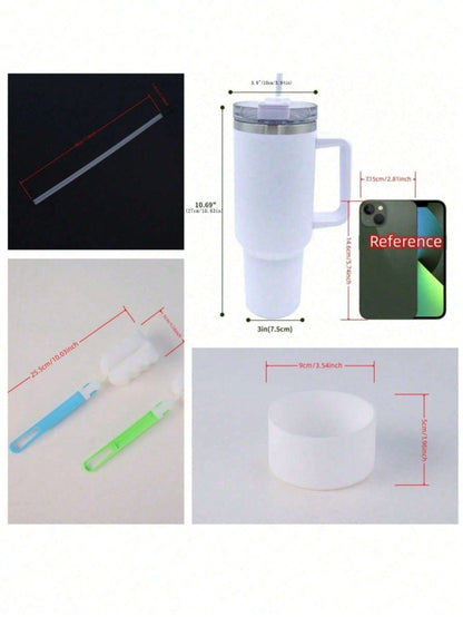 1 pezzo, 1200ml, tazza termica rivestita in acciaio inox a doppia parete, isolata sottovuoto, da 40 once, 2a generazione, multicolore, con 1 cannuccia in PP, adatta come regalo per feste, disponibile anche separatamente