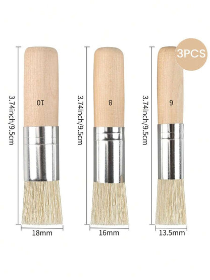 pennelli di legno per stencil in pura fibra naturale, pennelli per setole per dipingere con acrilico, olio, acquerello, progetti di carte fai-da-te, 3 misure, forniture scolastiche