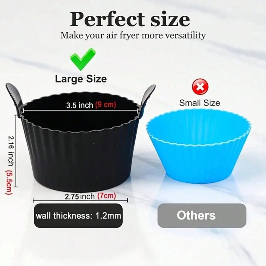 Tazze in silicone riutilizzabili per friggitrice ad aria - Stampi per uova e torte, accessorio da cucina essenziale per una cottura a vapore sana