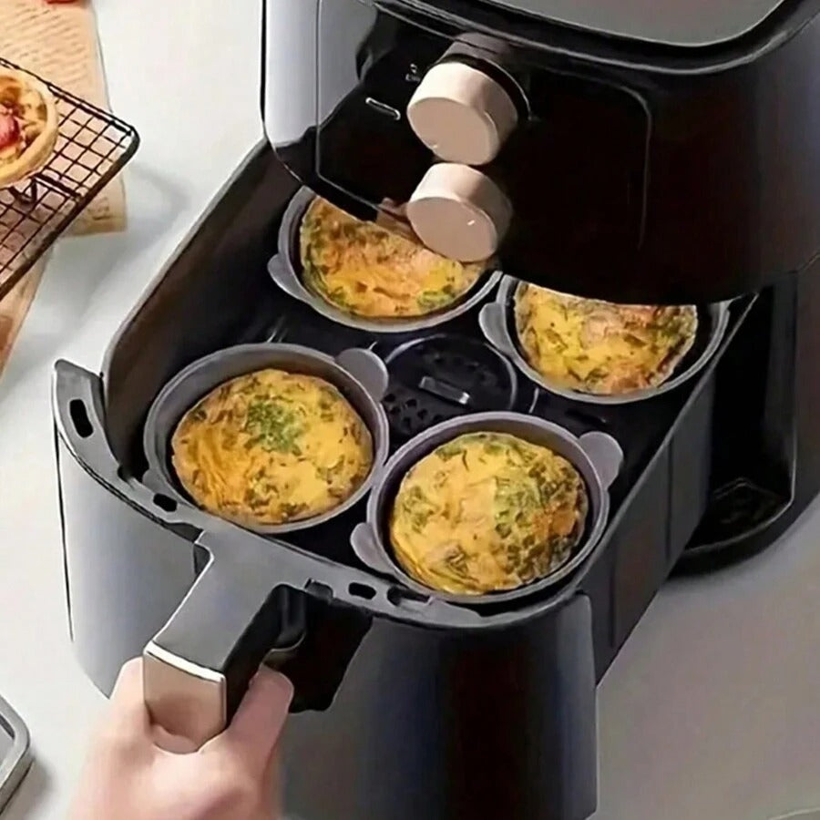 Tazze in silicone riutilizzabili per friggitrice ad aria - Stampi per uova e torte, accessorio da cucina essenziale per una cottura a vapore sana