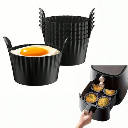Tazze in silicone riutilizzabili per friggitrice ad aria - Stampi per uova e torte, accessorio da cucina essenziale per una cottura a vapore sana
