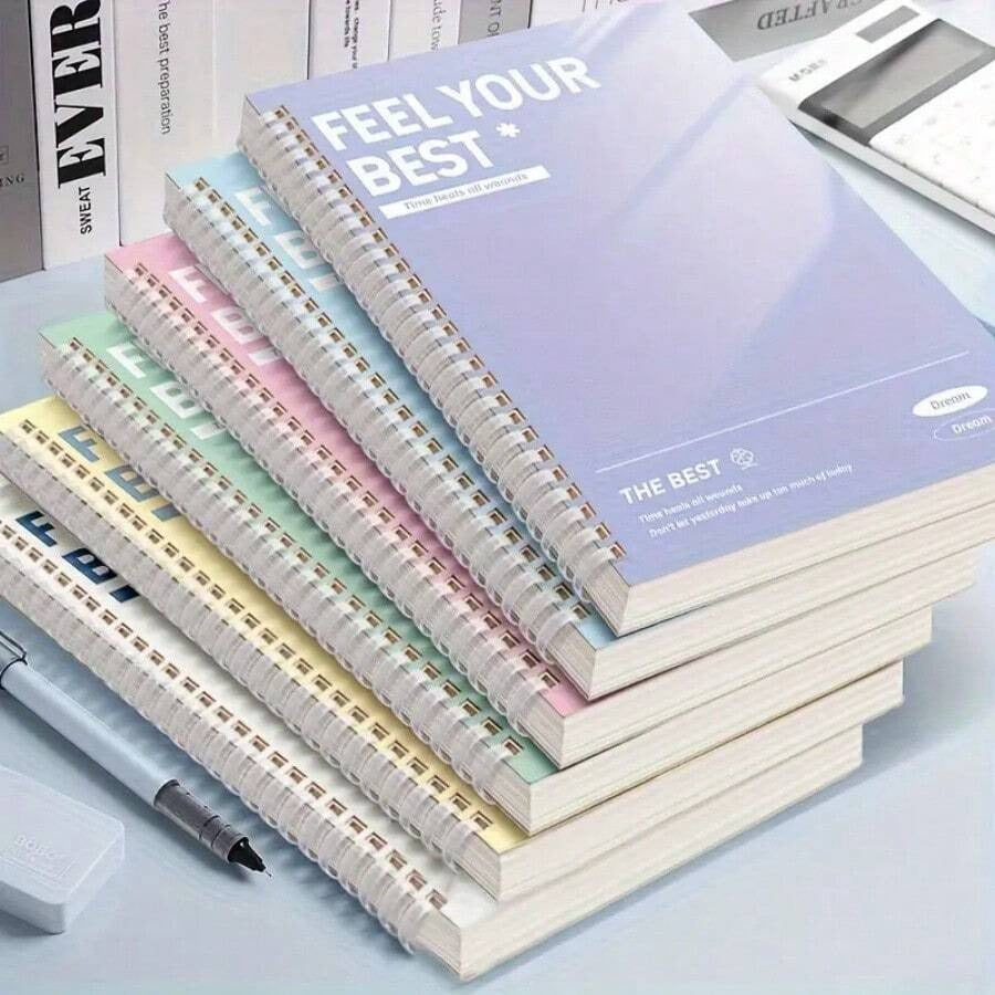 Quaderno a spirale, formato 1/6 di foglio 8.3" X 5.9" A5/B5, copertina in cartoncino, righe da 7mm, 6 colori, 60-120 pagine, per studiare e prendere appunti, diario, per il ritorno a scuola