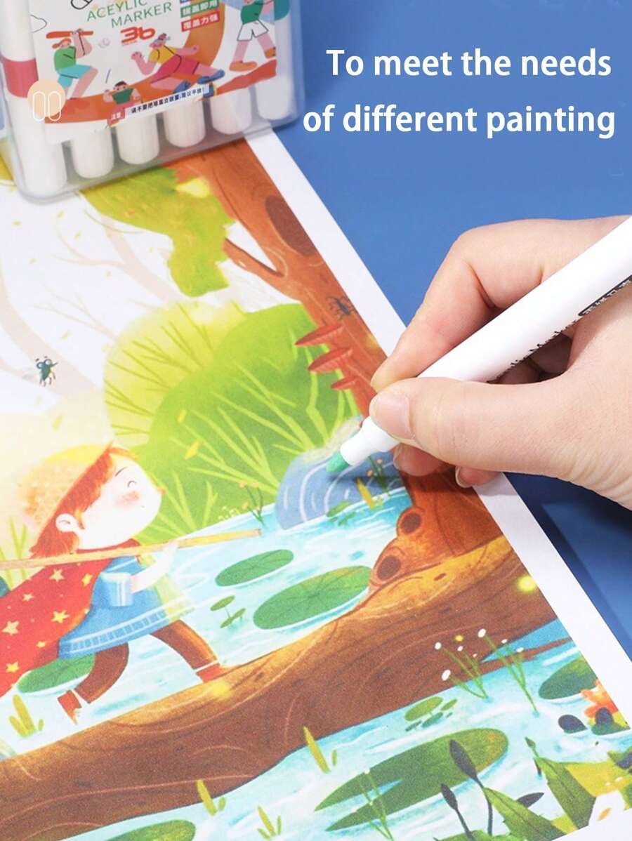 Scatola Di Pennarelli Per Arte In Acrilico, Pennarelli A Base Di Acqua Impermeabili E Ad Asciugatura Rapida Per Disegno, Graffiti, Insegnanti E Uso Scolastico