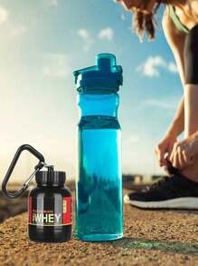1 pezzo Bottiglia da 100ml/3,38oz per integratore in polvere, borraccia portatile per fitness, arrampicata all'aperto, mini portatile con polvere e anello portachiavi, bottiglia portatile