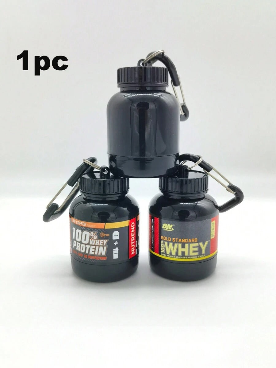 1 pezzo Bottiglia da 100ml/3,38oz per integratore in polvere, borraccia portatile per fitness, arrampicata all'aperto, mini portatile con polvere e anello portachiavi, bottiglia portatile