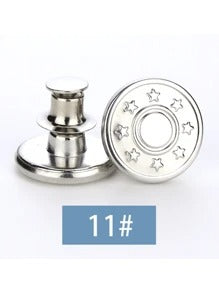 1/6 pezzi Kit di riparazione con bottoni in metallo da 17mm senza cucire per jeans, bottoni rimovibili per jeans, combinazione di pulsanti rotondi con texture a lettere, accessori per cucito e artigianato