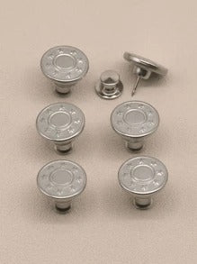 1/6 pezzi Kit di riparazione con bottoni in metallo da 17mm senza cucire per jeans, bottoni rimovibili per jeans, combinazione di pulsanti rotondi con texture a lettere, accessori per cucito e artigianato