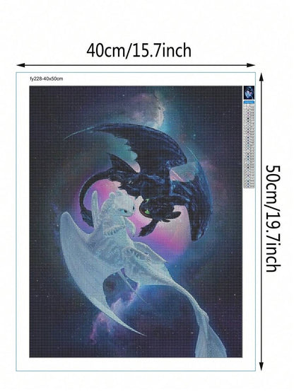 Kit di pittura diamantata 5D - Doppio Drago Yin Yang, arte diamante a tutto tondo, artigianato drago e drago cartoni animati, tema animale, decorazione per la casa fai-da-te - 40x50cm