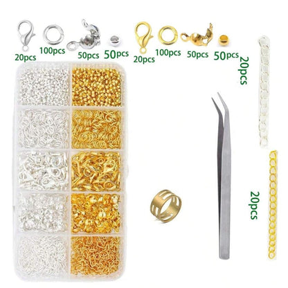 480 pz Kit con pinze, pinzette, anelli ad ardiglione - Fermagli a Noce di Mare - Anelli Aperti e Chiusure di Copertura - Distanziatori per Catene - Kit per Fai da Te per Realizzare Gioielli, Collane, Bracciali e Orecchini