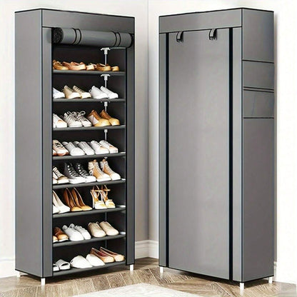 Scaffale porta scarpe a 10 ripiani con chiusura lampo, semplice armadio in tessuto per scarpe, mobiletto di archiviazione a più strati, anti polvere per dormitori e studenti