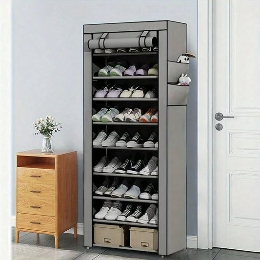 Scaffale porta scarpe a 10 ripiani con chiusura lampo, semplice armadio in tessuto per scarpe, mobiletto di archiviazione a più strati, anti polvere per dormitori e studenti