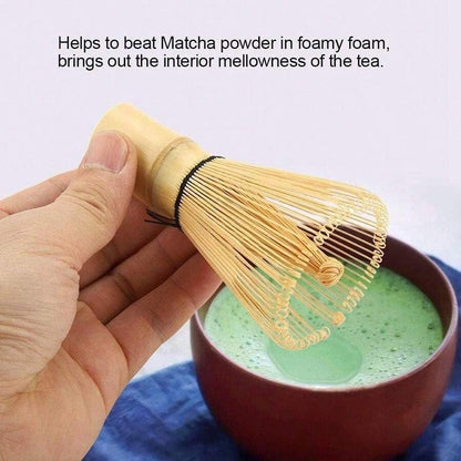 Frullatore tradizionale giapponese per matcha in bambù dorato fatto a mano, set da tè realizzato in bambù biologico durevole e sostenibile