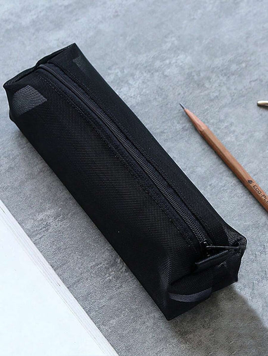 Astuccio in in rete trasparente 4,5 x 20 cm, borsa porta cancelleria per ufficio ed esami, adatto per borse per regali di Ognissanti a scuola e in ufficio, grande capacità e pratico per riporre, astuccio nero