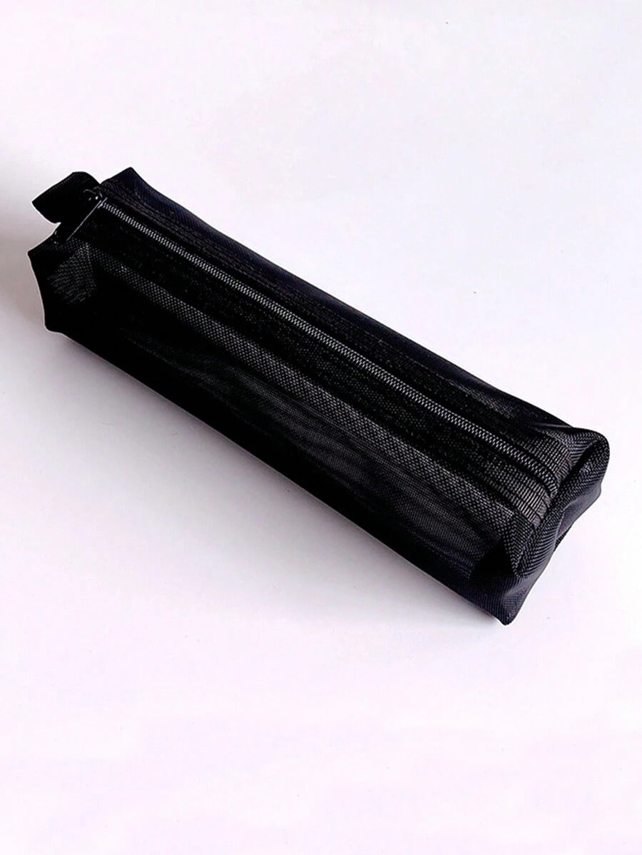 Astuccio in in rete trasparente 4,5 x 20 cm, borsa porta cancelleria per ufficio ed esami, adatto per borse per regali di Ognissanti a scuola e in ufficio, grande capacità e pratico per riporre, astuccio nero
