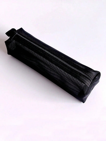 Astuccio in in rete trasparente 4,5 x 20 cm, borsa porta cancelleria per ufficio ed esami, adatto per borse per regali di Ognissanti a scuola e in ufficio, grande capacità e pratico per riporre, astuccio nero