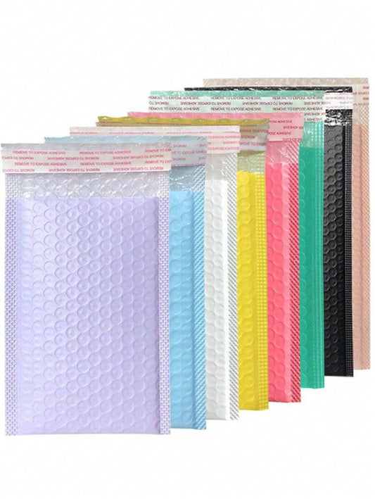 buste colorate a bolle di diverse dimensioni, buste protettive per prodotti aziendali, buste per la spedizione, forniture per la spedizione