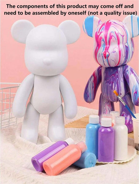 Kit di scultura in resina con orsetto - pittura astratta colorata fai-da-te, decorazione artistica 3D per animali fatta a mano, regalo per attività genitori-figli, ornamento per la scrivania di casa