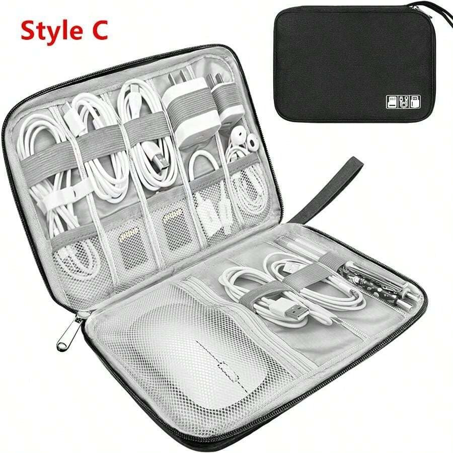 1 pezzo Borsa portatile impermeabile per l'organizzazione di elettronica, cavi e caricabatterie, borse per cosmetici, makeup, accessori da viaggio