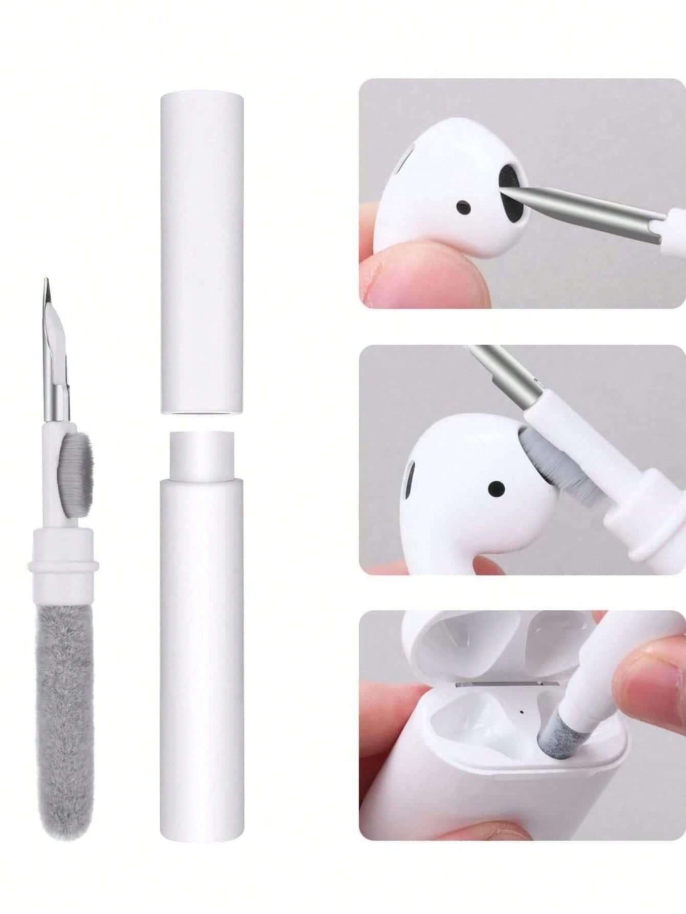 1 pezzo Kit di pulizia per auricolari, comprende spazzola per pulire auricolari, cuffie senza fili, computer portatile, fotocamera (bianco)