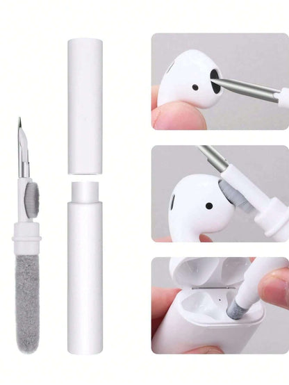 1 pezzo Kit di pulizia per auricolari, comprende spazzola per pulire auricolari, cuffie senza fili, computer portatile, fotocamera (bianco)