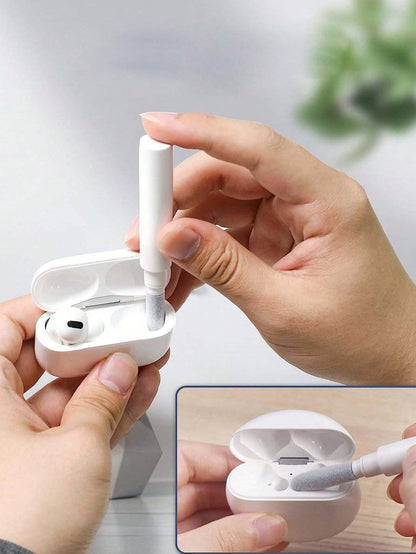 1 pezzo Kit di pulizia per auricolari, comprende spazzola per pulire auricolari, cuffie senza fili, computer portatile, fotocamera (bianco)