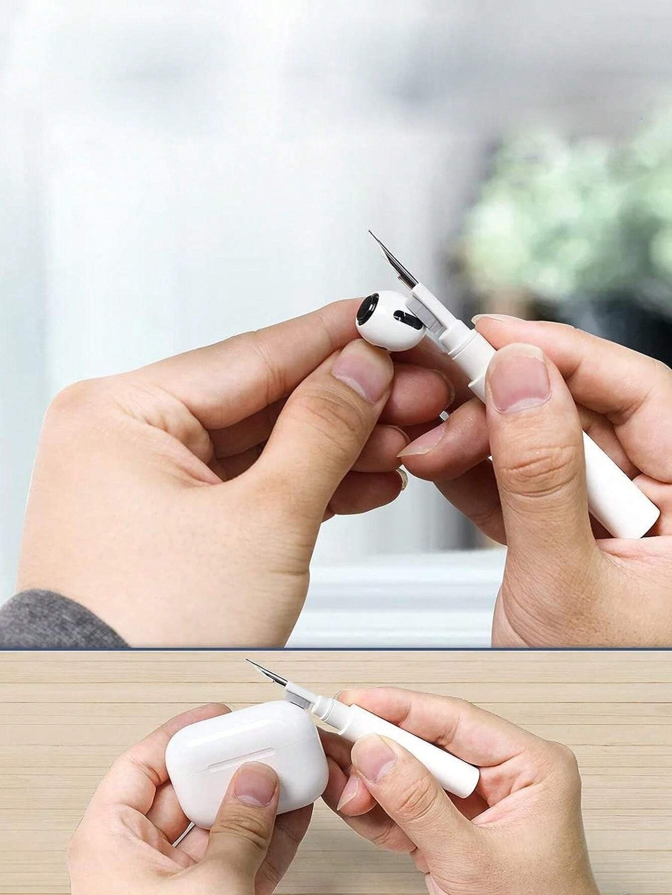 1 pezzo Kit di pulizia per auricolari, comprende spazzola per pulire auricolari, cuffie senza fili, computer portatile, fotocamera (bianco)