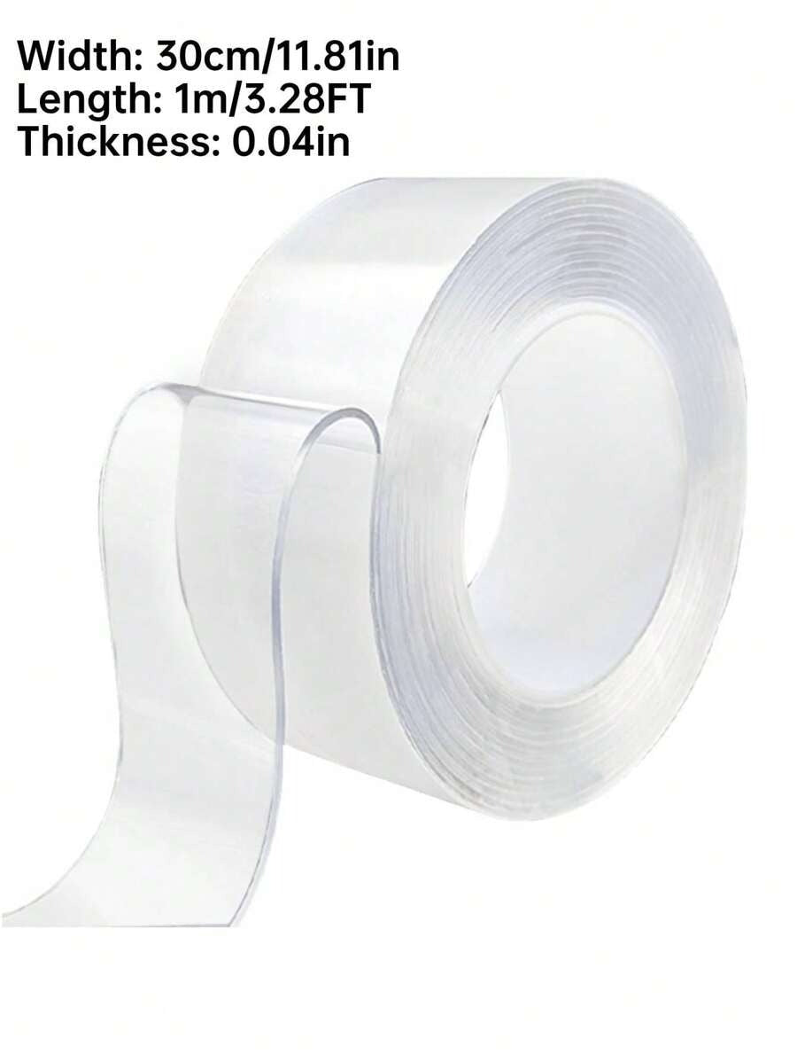 Rotolo di nastro biadesivo trasparente nano - impermeabile, riutilizzabile, senza tracce e con forte adesivo per auto, bagno, cucina, ufficio, decorazioni di palloncini per feste domestiche, resistente al calore