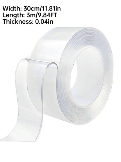 Rotolo di nastro biadesivo trasparente nano - impermeabile, riutilizzabile, senza tracce e con forte adesivo per auto, bagno, cucina, ufficio, decorazioni di palloncini per feste domestiche, resistente al calore