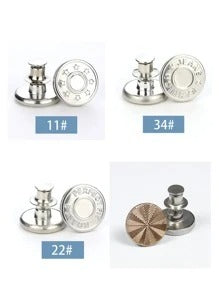1/6 pezzi Kit di riparazione con bottoni in metallo da 17mm senza cucire per jeans, bottoni rimovibili per jeans, combinazione di pulsanti rotondi con texture a lettere, accessori per cucito e artigianato
