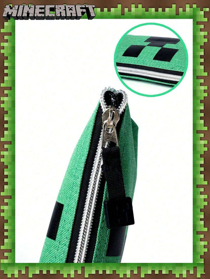 Minecraft 1 Astuccio ufficiale di Minecraft Creeper, di grande capacità, portatile, borsa per matite semplice, custodia per cancellini, occhiali da sole, pennelli cosmetici, porta monete, portafoglio, forniture per ufficio