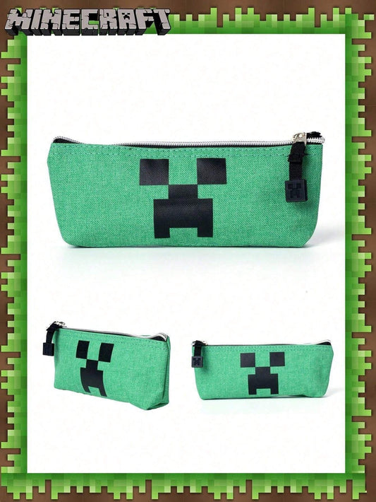 Minecraft 1 Astuccio ufficiale di Minecraft Creeper, di grande capacità, portatile, borsa per matite semplice, custodia per cancellini, occhiali da sole, pennelli cosmetici, porta monete, portafoglio, forniture per ufficio