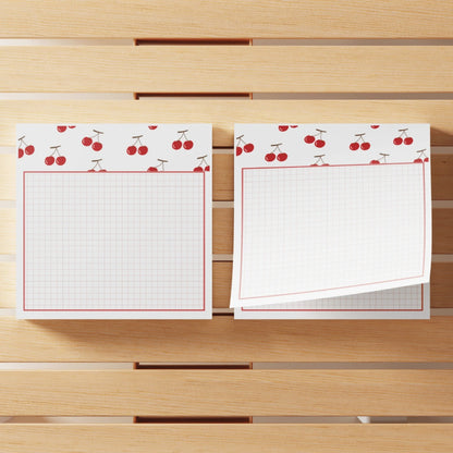 Adesivi con motivo a ciliegie da 3x3 pollici, 50 fogli ciascuno, blocks notes adesivi a forma di ciliegie, per scuola, ufficio, casa, forniture, regalo per studenti e insegnanti