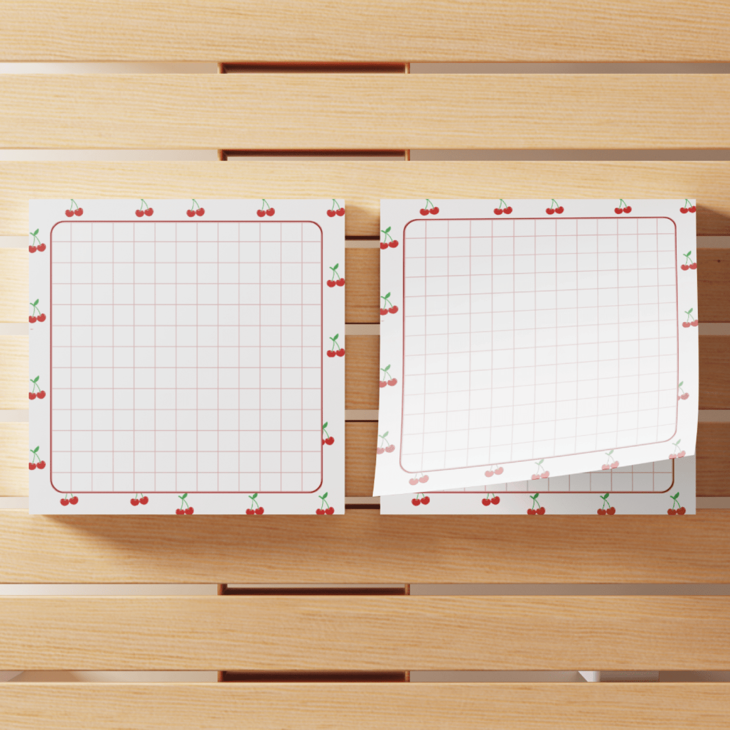 Adesivi con motivo a ciliegie da 3x3 pollici, 50 fogli ciascuno, blocks notes adesivi a forma di ciliegie, per scuola, ufficio, casa, forniture, regalo per studenti e insegnanti