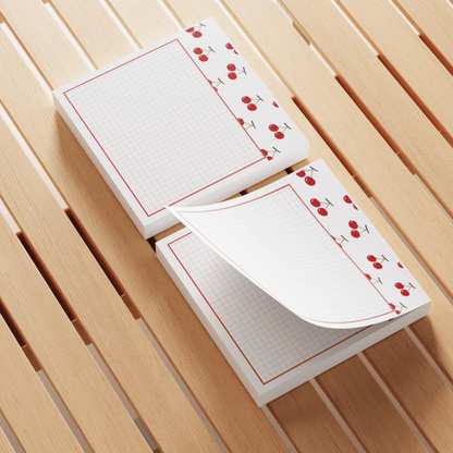 Adesivi con motivo a ciliegie da 3x3 pollici, 50 fogli ciascuno, blocks notes adesivi a forma di ciliegie, per scuola, ufficio, casa, forniture, regalo per studenti e insegnanti