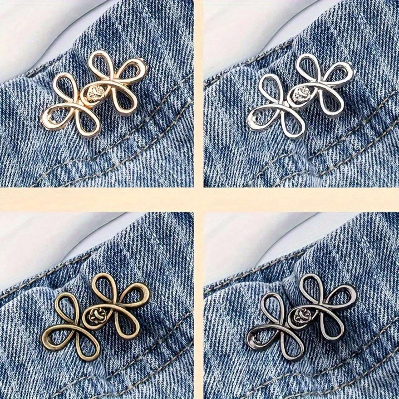 1/2 Paia di cinture con fibbie in metallo senza cuciture, con gancio nodo portafortuna rimovibile, adatte per jeans e gonne, accessori di moda regolabili - nero, oro, grigio argento, bronzo