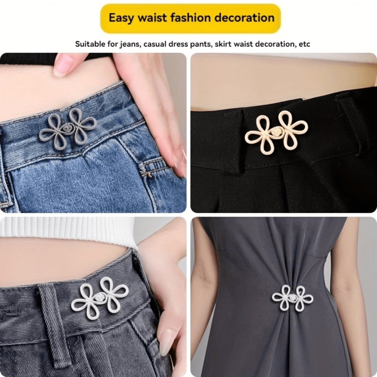 1/2 Paia di cinture con fibbie in metallo senza cuciture, con gancio nodo portafortuna rimovibile, adatte per jeans e gonne, accessori di moda regolabili - nero, oro, grigio argento, bronzo