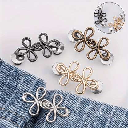 1/2 Paia di cinture con fibbie in metallo senza cuciture, con gancio nodo portafortuna rimovibile, adatte per jeans e gonne, accessori di moda regolabili - nero, oro, grigio argento, bronzo
