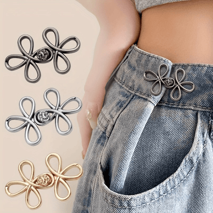 1/2 Paia di cinture con fibbie in metallo senza cuciture, con gancio nodo portafortuna rimovibile, adatte per jeans e gonne, accessori di moda regolabili - nero, oro, grigio argento, bronzo